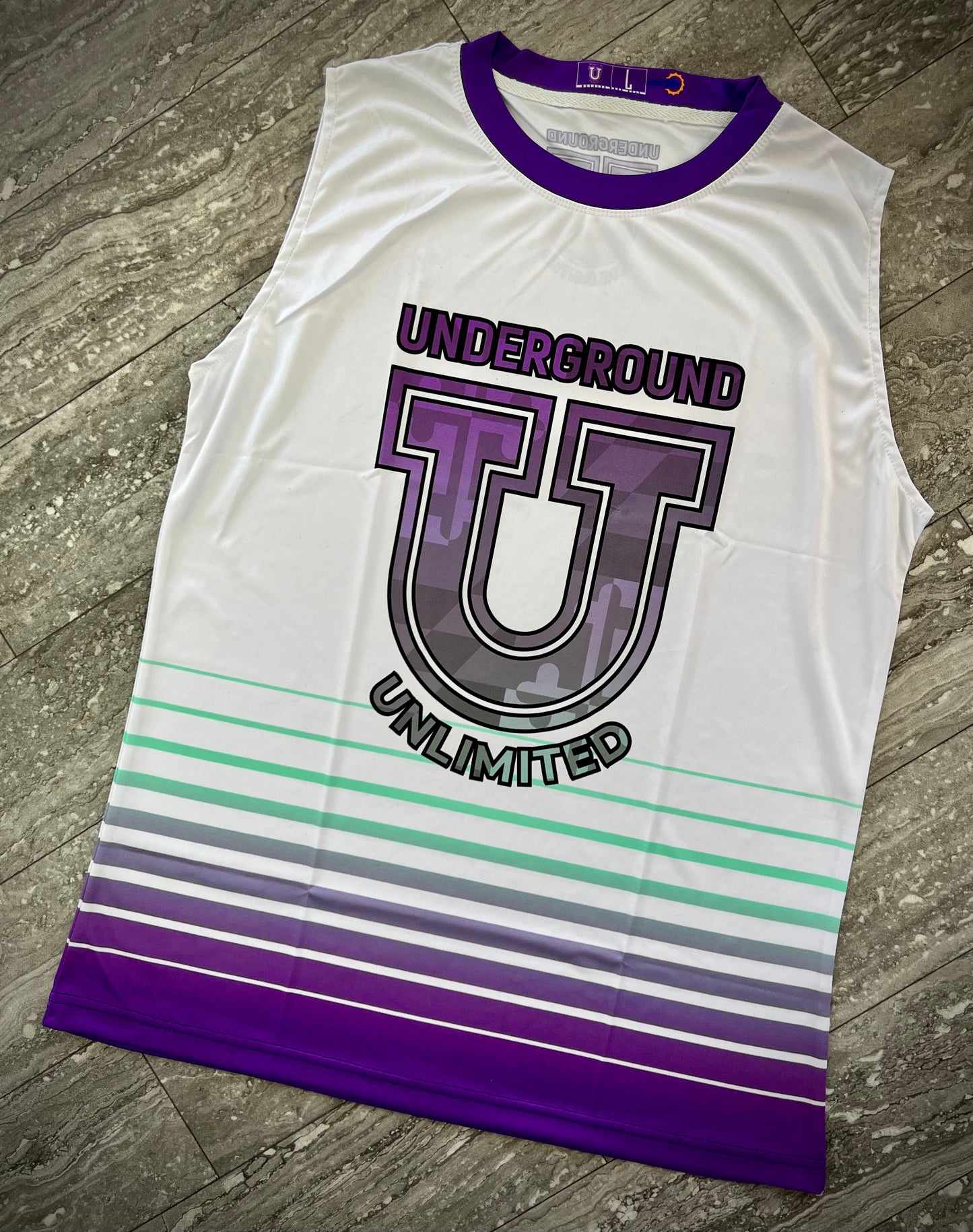 Men’s Underground Performance Dri Tech Sleeveless Tank ~ White Striped Flo