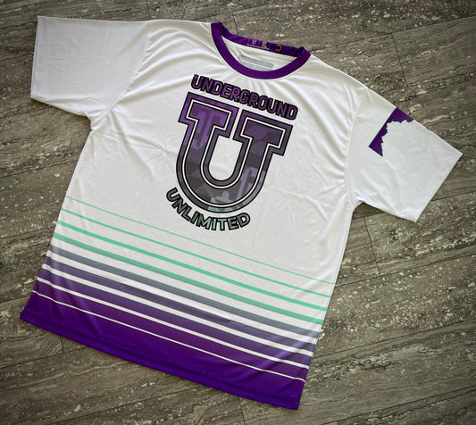 Men’s Underground Performance Dri Tech Short Sleeve Shirt ~ White Striped Flo