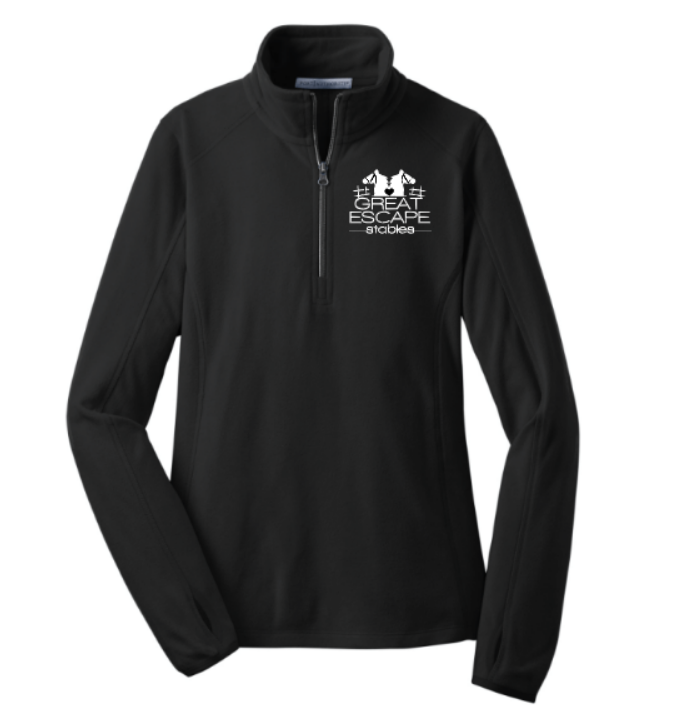 Great Escape Embroidered Ladies Microfleece 1/2 Zip Pullover ~ Black