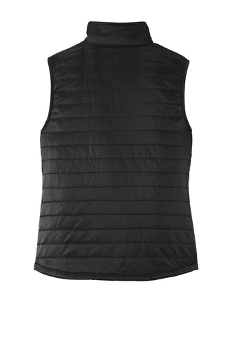 Great Escape Embroidered Ladies Packable Puffy Vest ~ Black