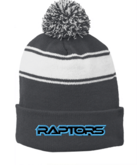 Raptors Stripe Pom Pom Beanie