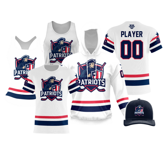 Patriots Ice Hockey Performance Dri Tech Design ~ Jersey Replica {White}