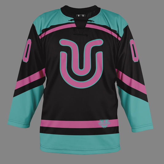 Underground Ice Hockey Game Day Jersey - Black Teal/Pink