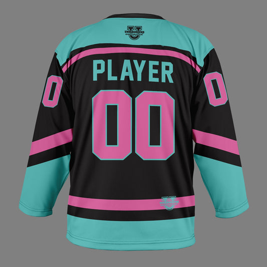 Underground Ice Hockey Game Day Jersey - Black Teal/Pink