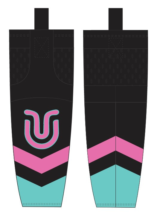 Underground Ice Hockey Socks - Black Teal/Pink