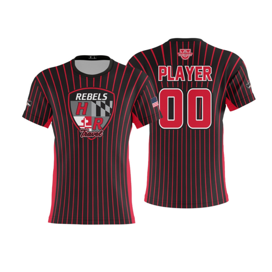 Harundale Performance Dri Tech Apparel ~ "Rebels HR Crest Travel" Black/Red Pinstripes Sidebar