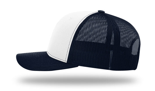 The Kent School Embroidered Hat ~ White and Navy Mesh ~ Osprey