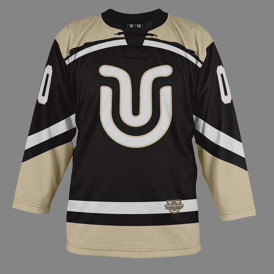 Underground Ice Hockey Game Day Jersey - Black Tan/White