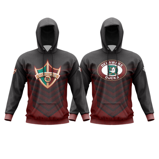 Delaware Ducks Performance Dri Tech Apparel ~ Ducks Logo Design {Black/Maroon}