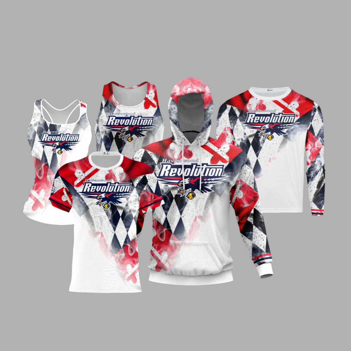 Havenwood Revolution Performance Dri Tech Apparel ~ Maryland Flag Smoke Fade to White