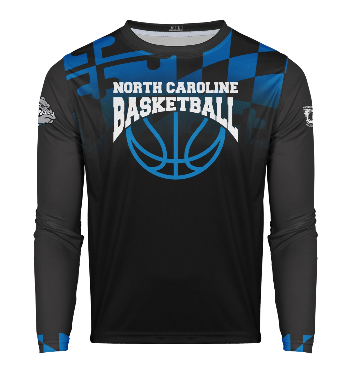 North Caroline Performance Apparel ~ NC Basketball {Black MD Flag Fade}