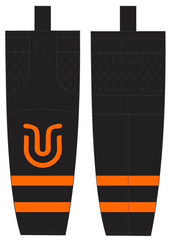 Underground Ice Hockey Socks - Black High Flo Orange