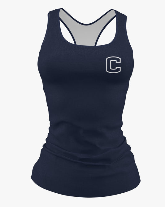 W.T. Chipman Dri Tech Women's Razorback ~ C Logo Left Chest {Navy}