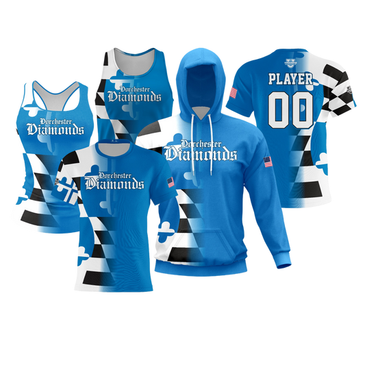 Dorchester Diamonds Performance Dri Tech Design ~ Blue Flag Fade