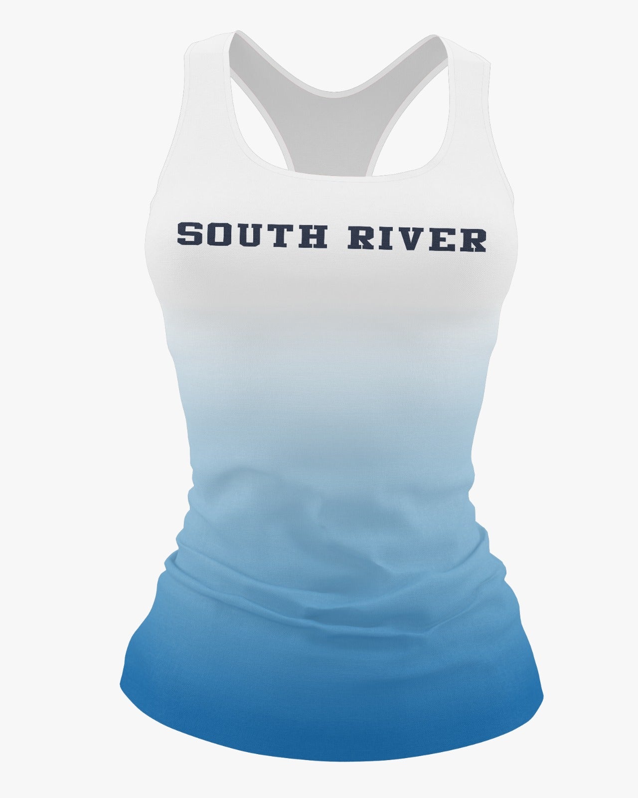 South River Dri Tech Women's Razorback ~ White to Columbia Fade