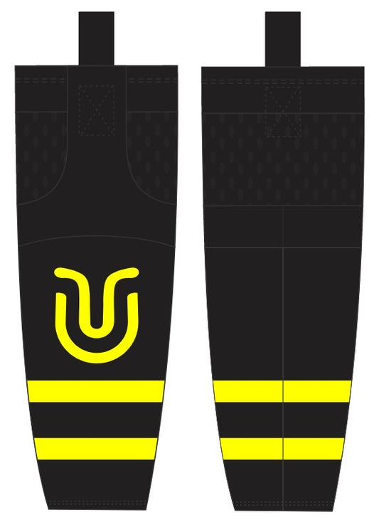 Underground Ice Hockey Socks - Black High Flo Yellow