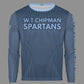 W.T. Chipman Pro Performance Sun Long Sleeve ~ Columbia Navy Dot "Only the Strong are Spartans"
