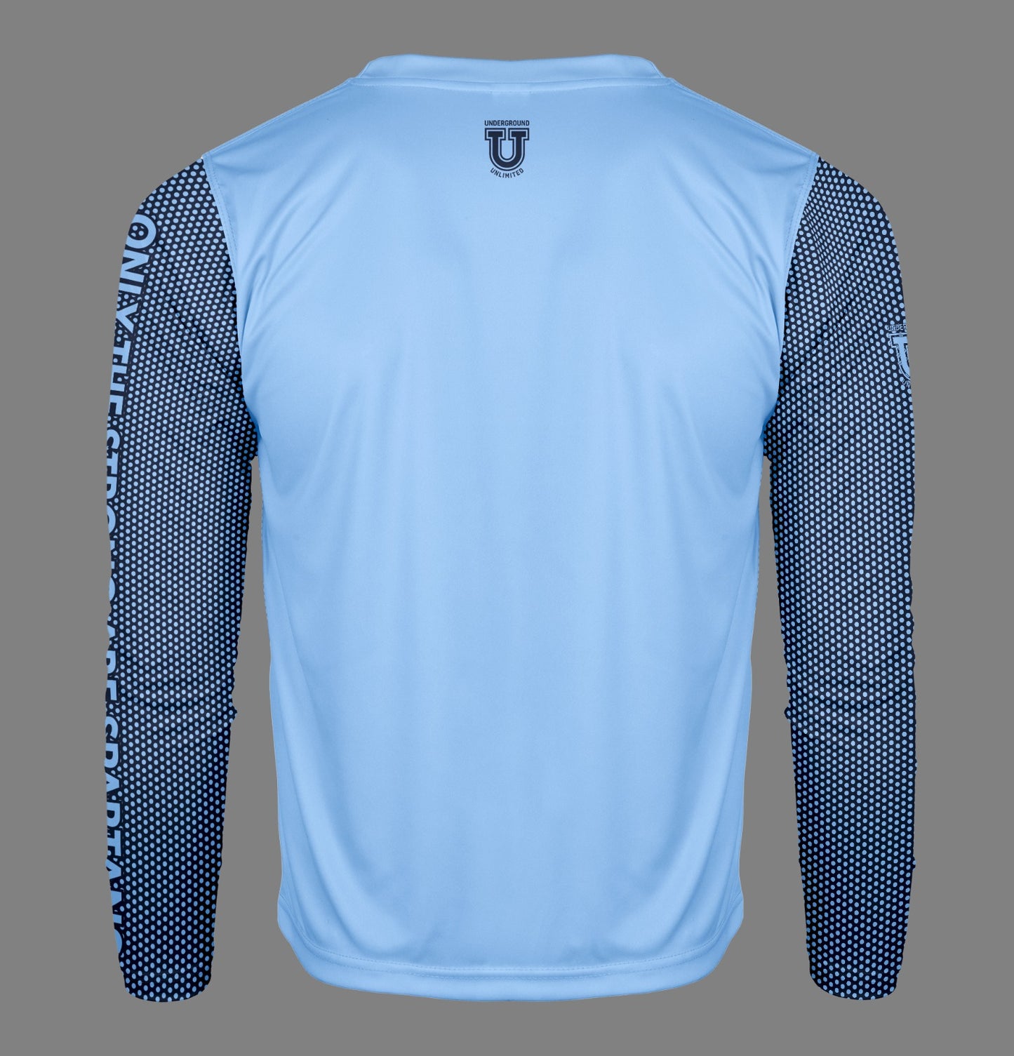W.T. Chipman Pro Performance Sun Long Sleeve ~ Columbia Navy Dot "Only the Strong are Spartans"