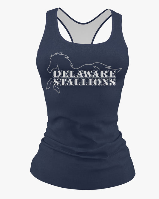 Copy of DE Stallions Dri Tech Women's Razorback ~ Stallion Full Central Chest *Blue*