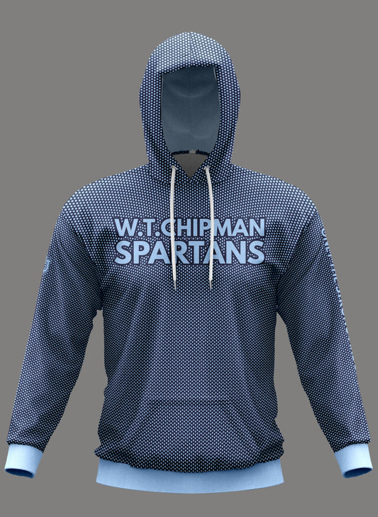 W.T. Chipman Performance Hoodie ~ Columbia Navy Dot "Only the Strong are Spartans"