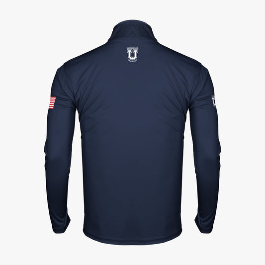 DE Stallions Dri Tech Performance 1/4 Zip Pullover ~ Stallion Full Central Chest *Blue*