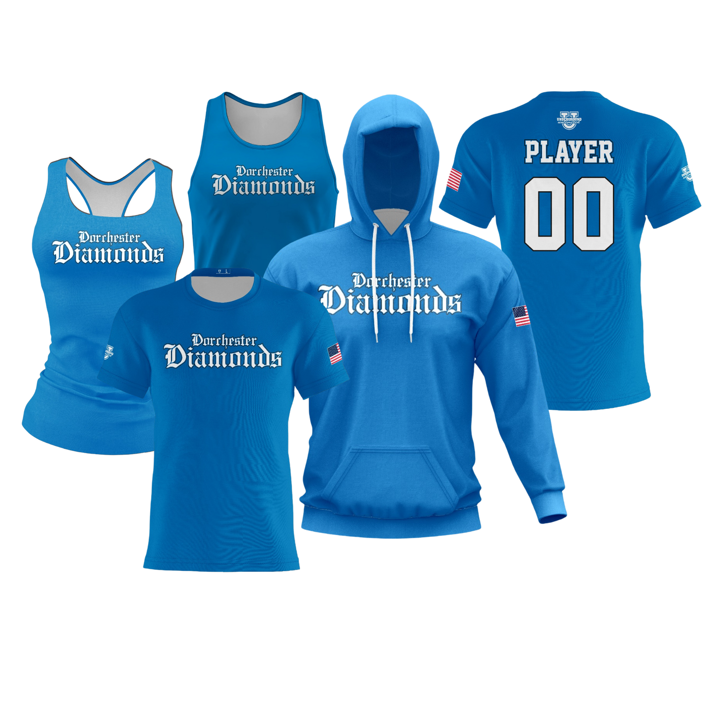 Dorchester Diamonds Performance Dri Tech Design ~ Blue