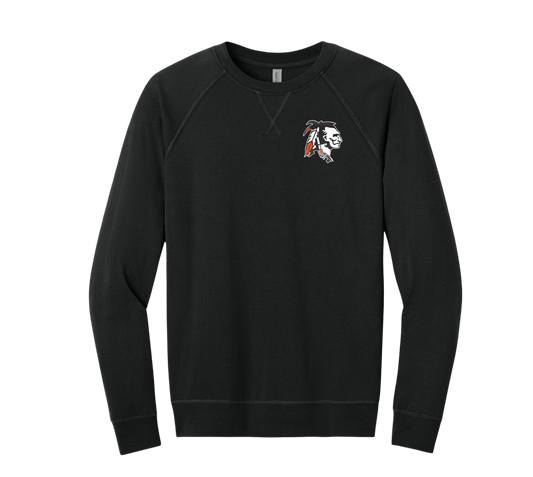 Talbot Braves Football Embroidered Midweight Terry Fleece Crew ~ Black
