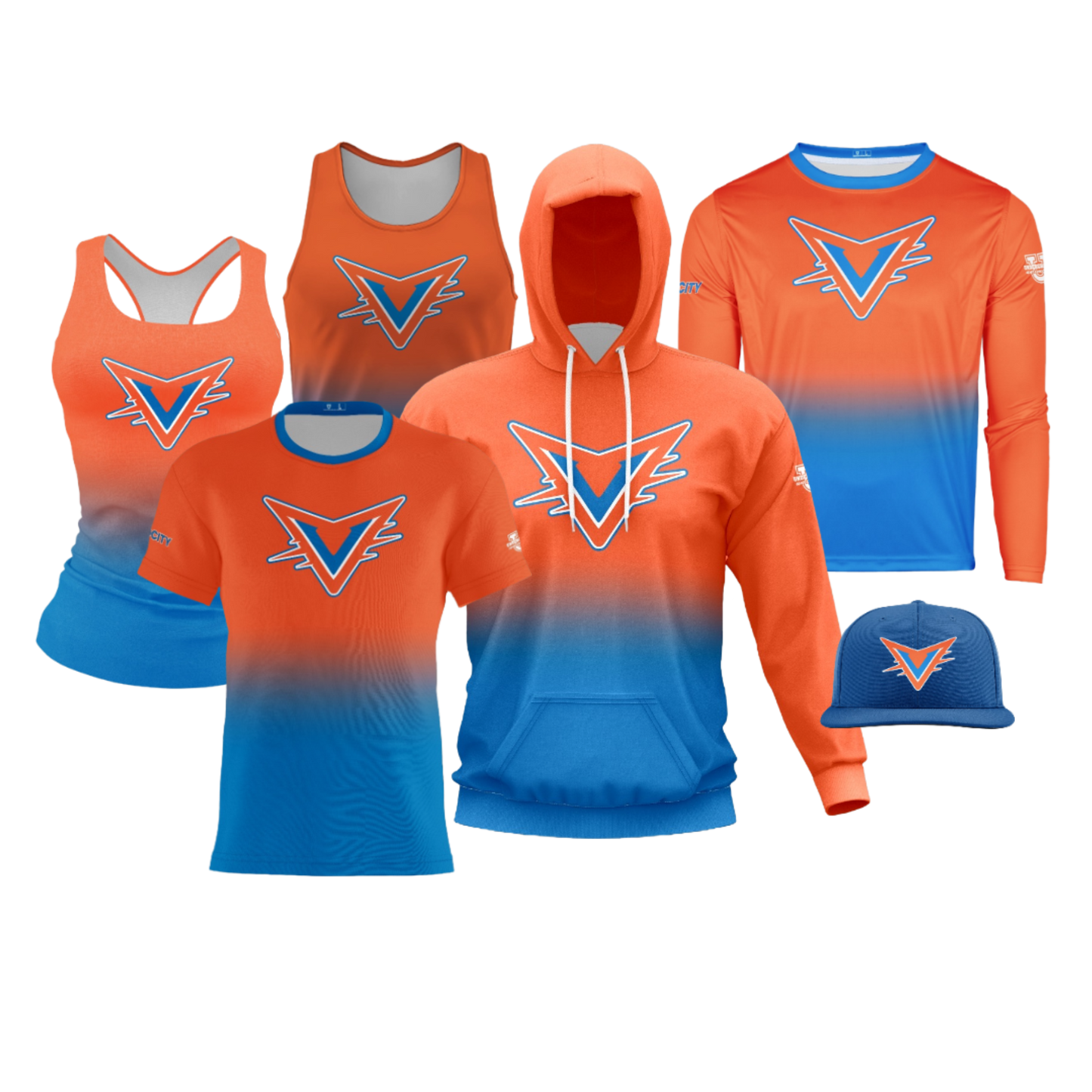 Eastern Shore Velocity Performance Dri Tech Design ~ Orange Blue Ombre