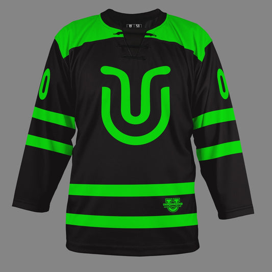 Underground Ice Hockey Game Day Jersey - Black High Flo Green