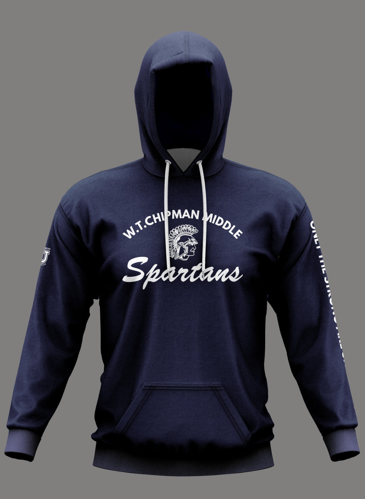 W.T. Chipman Performance Hoodie ~ Spartan Script Navy "Only the Strong are Spartans"