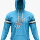 ***NEW for 2023*** Raptors Performance Hoodie ~ Blue Raptor Claws w/ Grey and White Stripes
