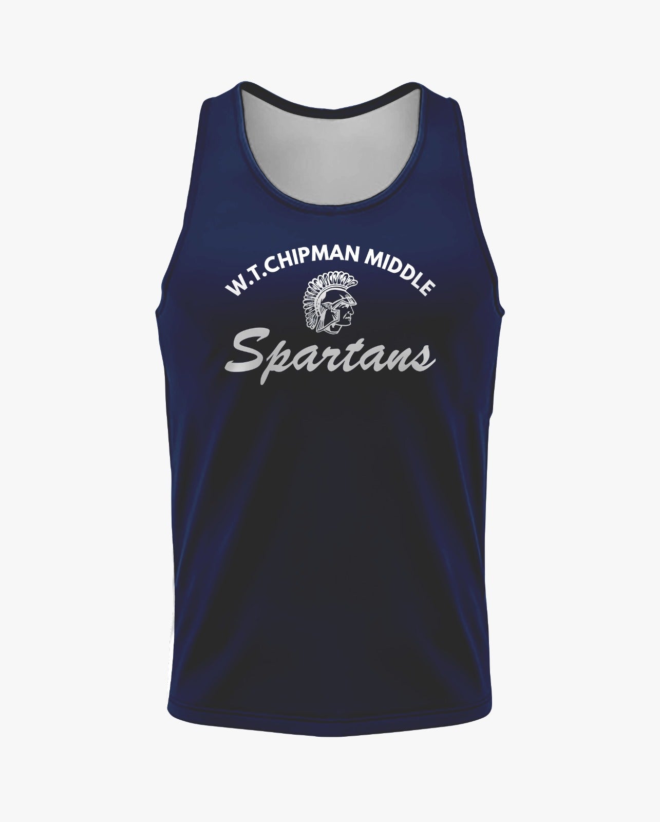 W.T. Chipman Dri Tech Tank Top ~ Spartan Script Navy "Only the Strong are Spartans"