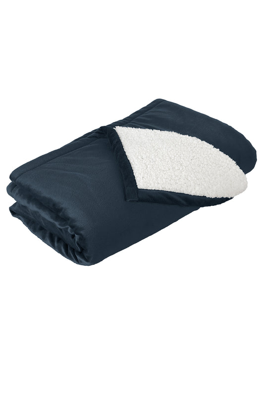 W.T. Chipman Mountain Lodge Sherpa Lined Blanket ~  Navy