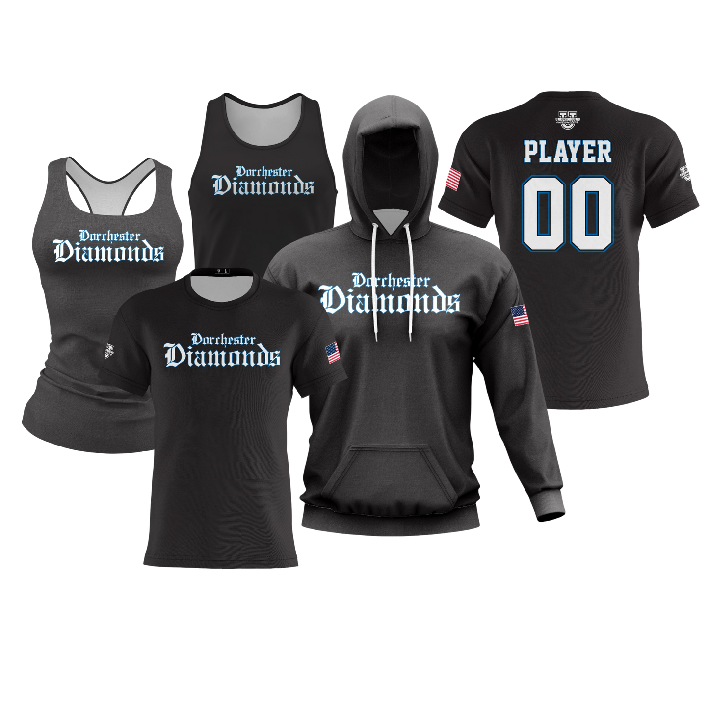 Dorchester Diamonds Performance Dri Tech Design ~ Black