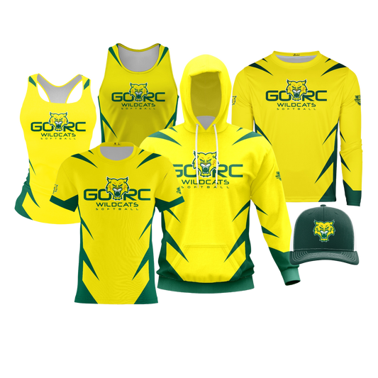 GORC Wildcats Softball Performance Dri Tech Design ~ Player Jersey Replica {Patterned Yellow}