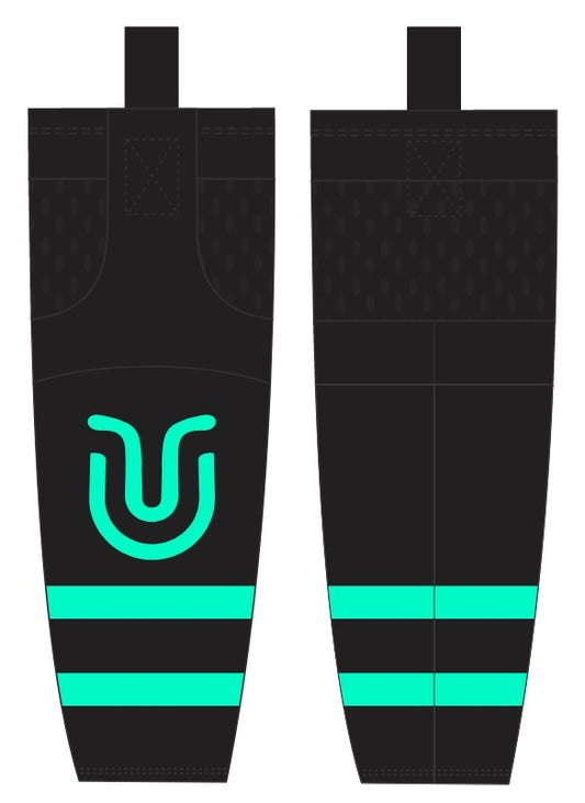 Underground Ice Hockey Socks - Black High Flo Seafoam Green