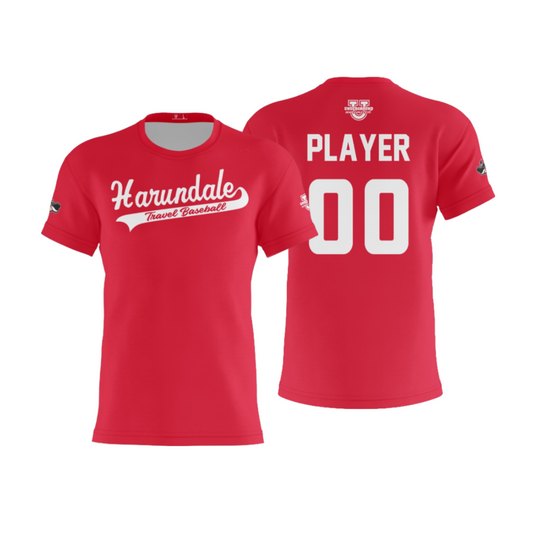 Harundale Performance Dri Tech Apparel ~ "Harundale Travel Baseball" Solid Red