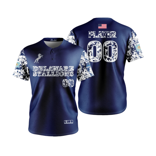 Delaware Stallions Game Day Jersey ~ Two-Button Down {Navy Camo}