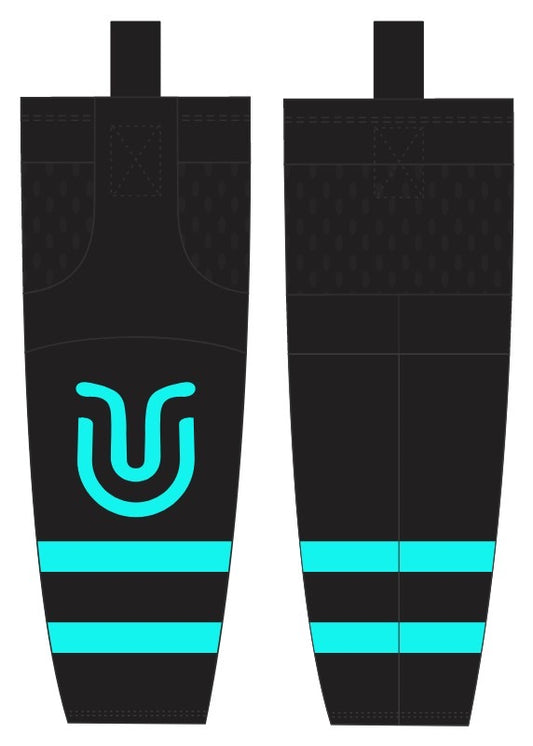 Underground Ice Hockey Socks - Black High Flo Blue