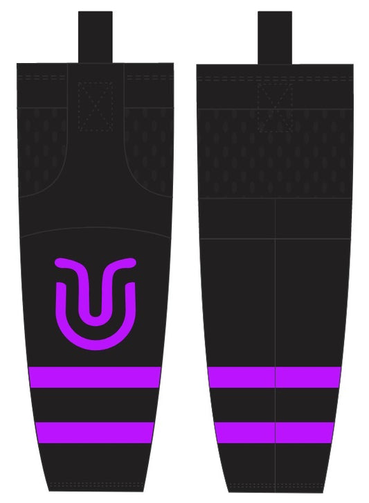 Underground Ice Hockey Socks - Black High Flo Purple