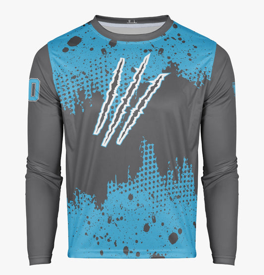 Raptors Pro Performance Sun Long Sleeve ~ Blue w/Grey Splatter Effect