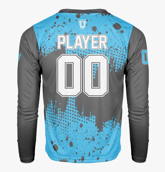 Raptors Pro Performance Sun Long Sleeve ~ Blue w/Grey Splatter Effect