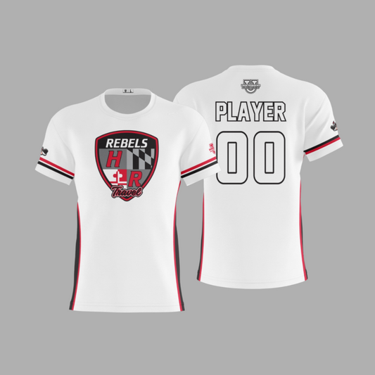 Harundale Performance Dri Tech Apparel ~ "Rebels HR Crest Travel" White Sidebars