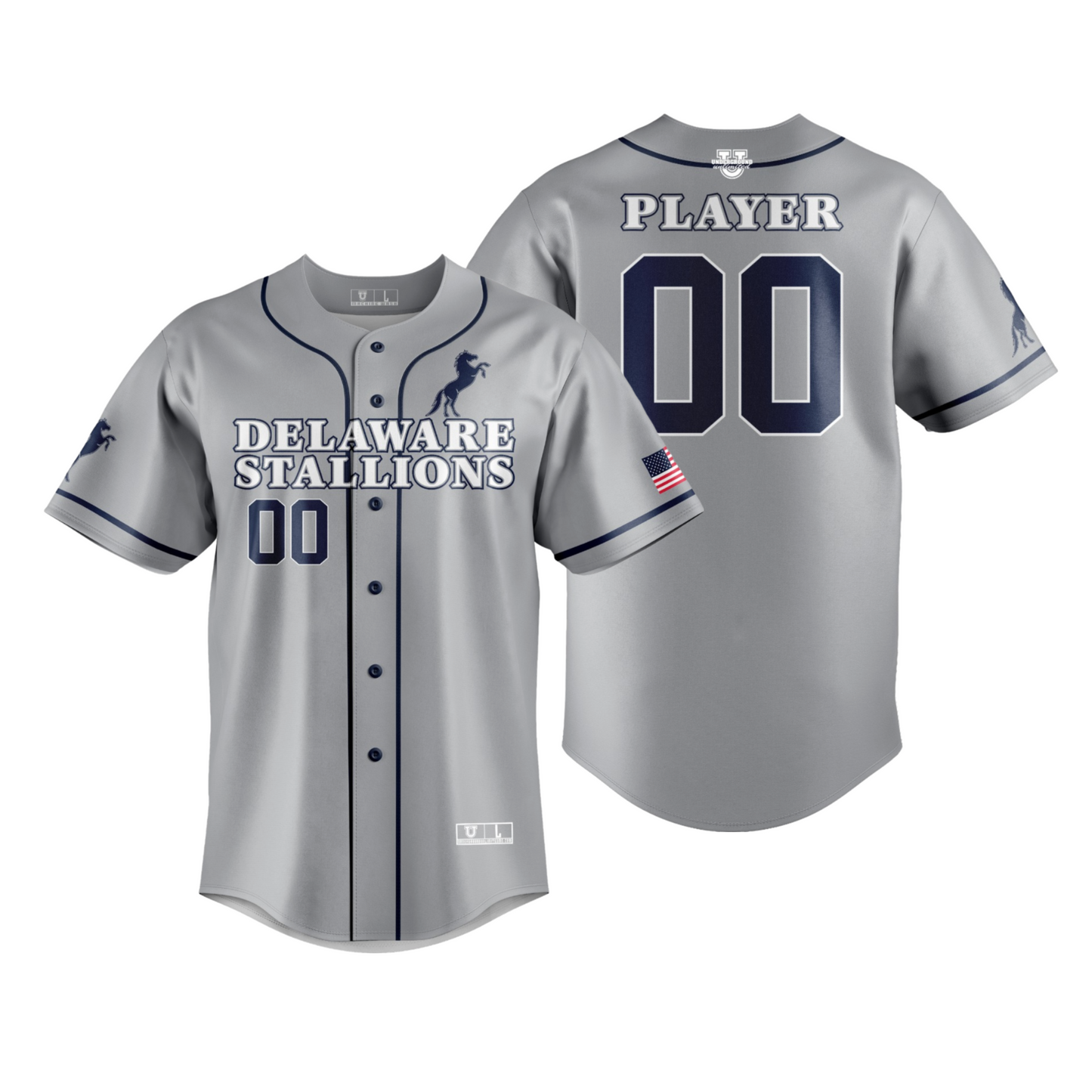 Delaware Stallions Game Day Jersey ~ Full-Button Down {Grey}