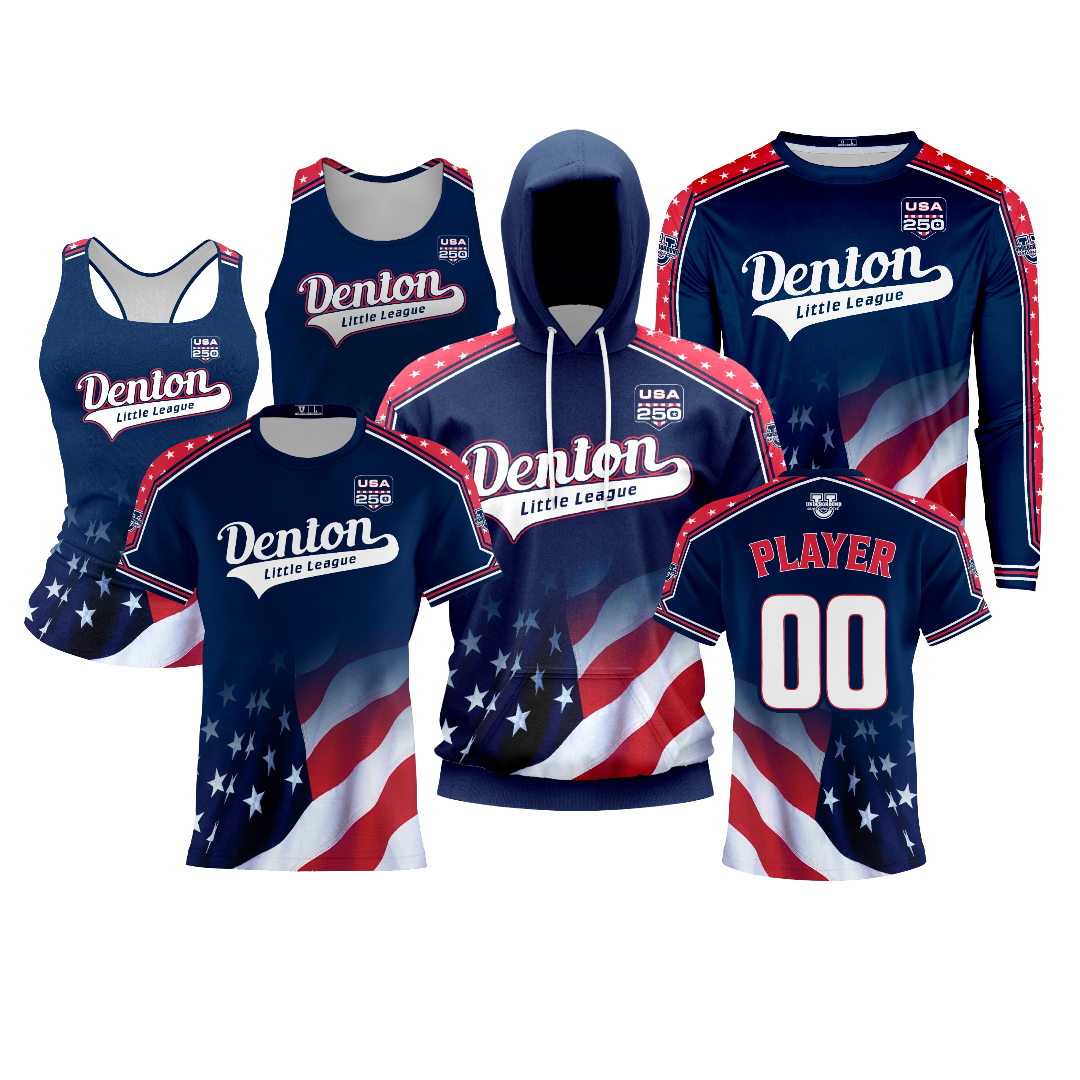 Denton Little League ***All-Stars 2026*** Performance Dri Tech Design ~ USA 250th