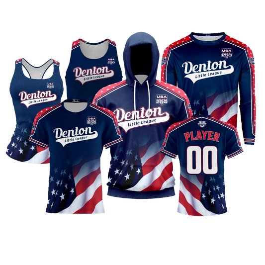 Denton Little League ***All-Stars 2026*** Performance Dri Tech Design ~ USA 250th