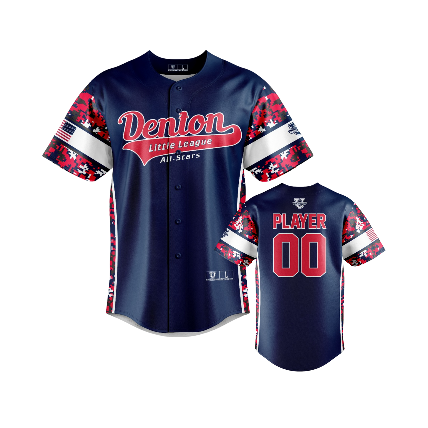 Denton Little League ***All-Stars 2025*** Full-Button Down Game Day Jersey ~ Navy