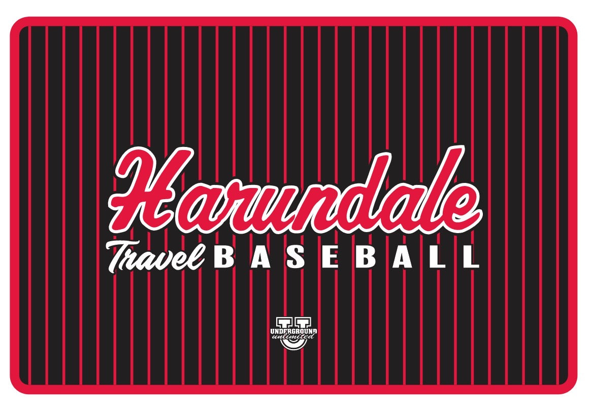 Harundale Sherpa Lined Blanket ~ "Harundale Travel Baseball" Black Red Pinstripes