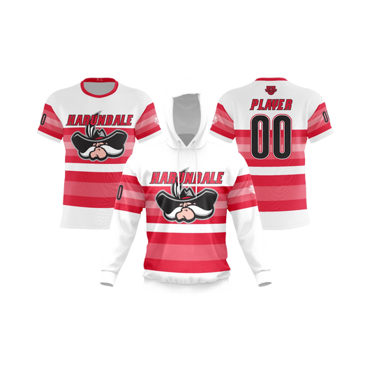 Harundale Performance Dri Tech Apparel ~ Replica Jersey {White Base Striped}