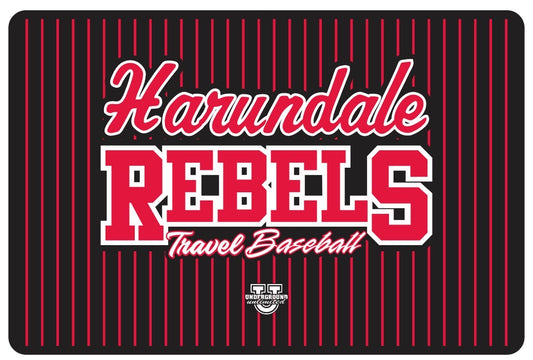 Harundale Sherpa Lined Blanket ~ "Harundale Rebels Travel Baseball" Black Red Pinstripes